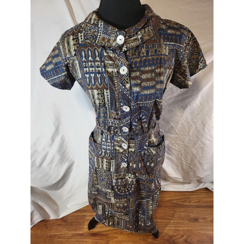 Vintage Sue Brett Junior 1960s Geometric Dress Small